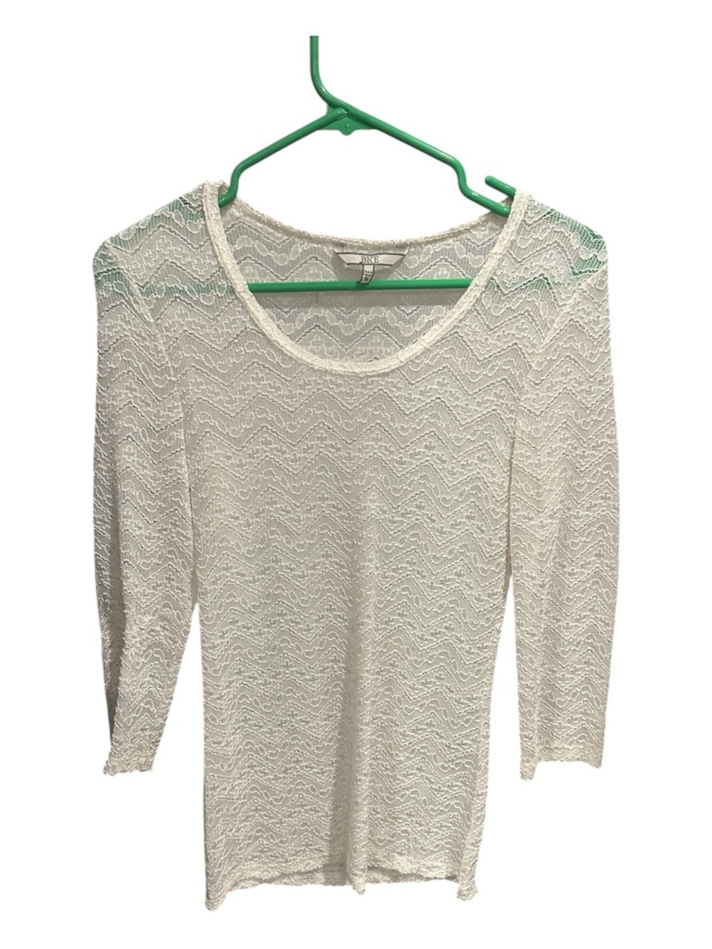 BKE White Lace Knit Scoop Neck Top